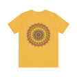 Colorful and intricate mandala design tee promoting peace and harmony