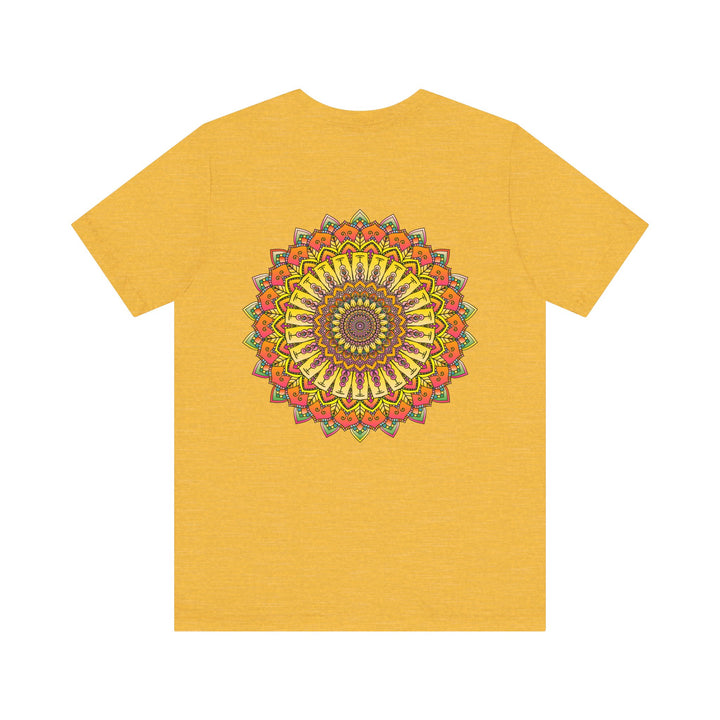 Colorful and intricate mandala design tee promoting peace and harmony