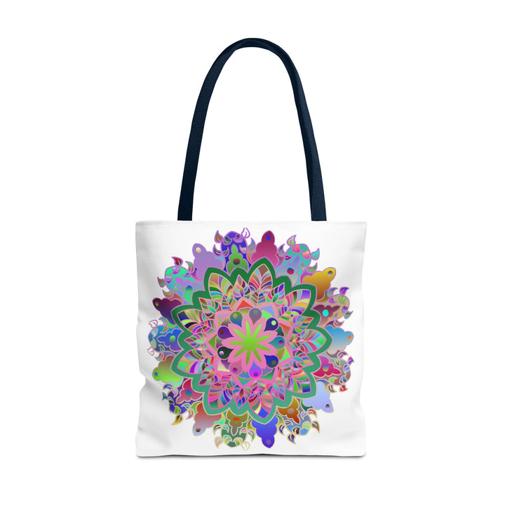 Vibrant and intricate mandala design tote bag with colorful patterns