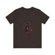 A black cat with piercing green eyes lounges against a full moon background on a mystery-themed t-shirt, exuding an air of shadowy elegance