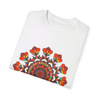 Unisex Mandala T-Shirt made from 100% Ring-Spun Cotton, with Hand-Drawn Mandala Art, and Garment-Dyed for Extra Comfort