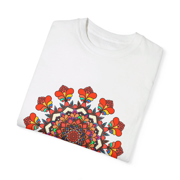 Unisex Mandala T-Shirt made from 100% Ring-Spun Cotton, with Hand-Drawn Mandala Art, and Garment-Dyed for Extra Comfort