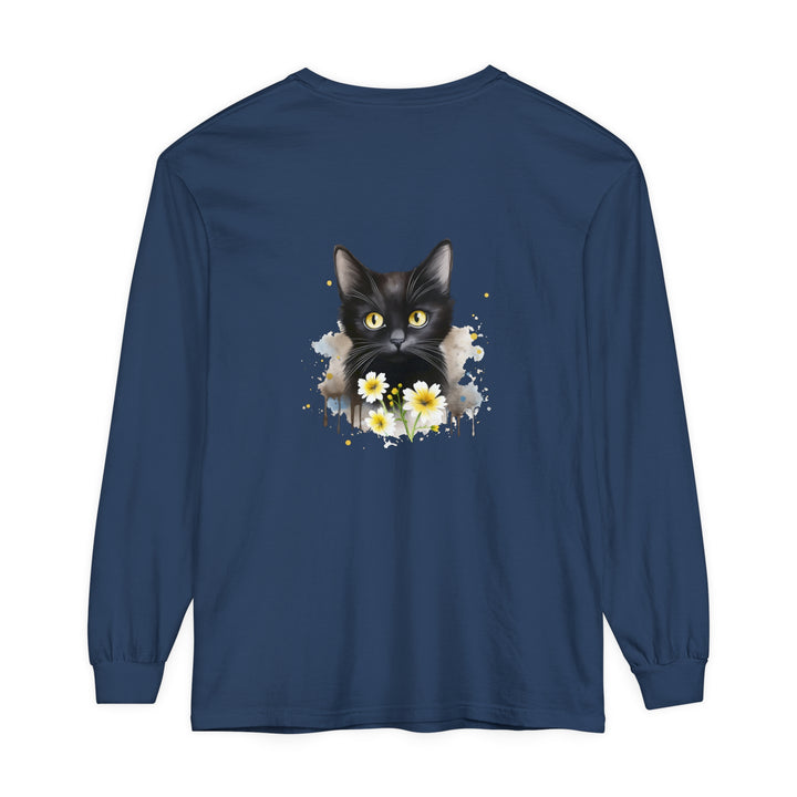 Black Cat Watercolor Floral Unisex T-Shirt featuring a beautiful feline design