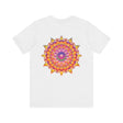 Colorful and intricate mandala design on a comfortable t-shirt promoting spiritual peace and harmony