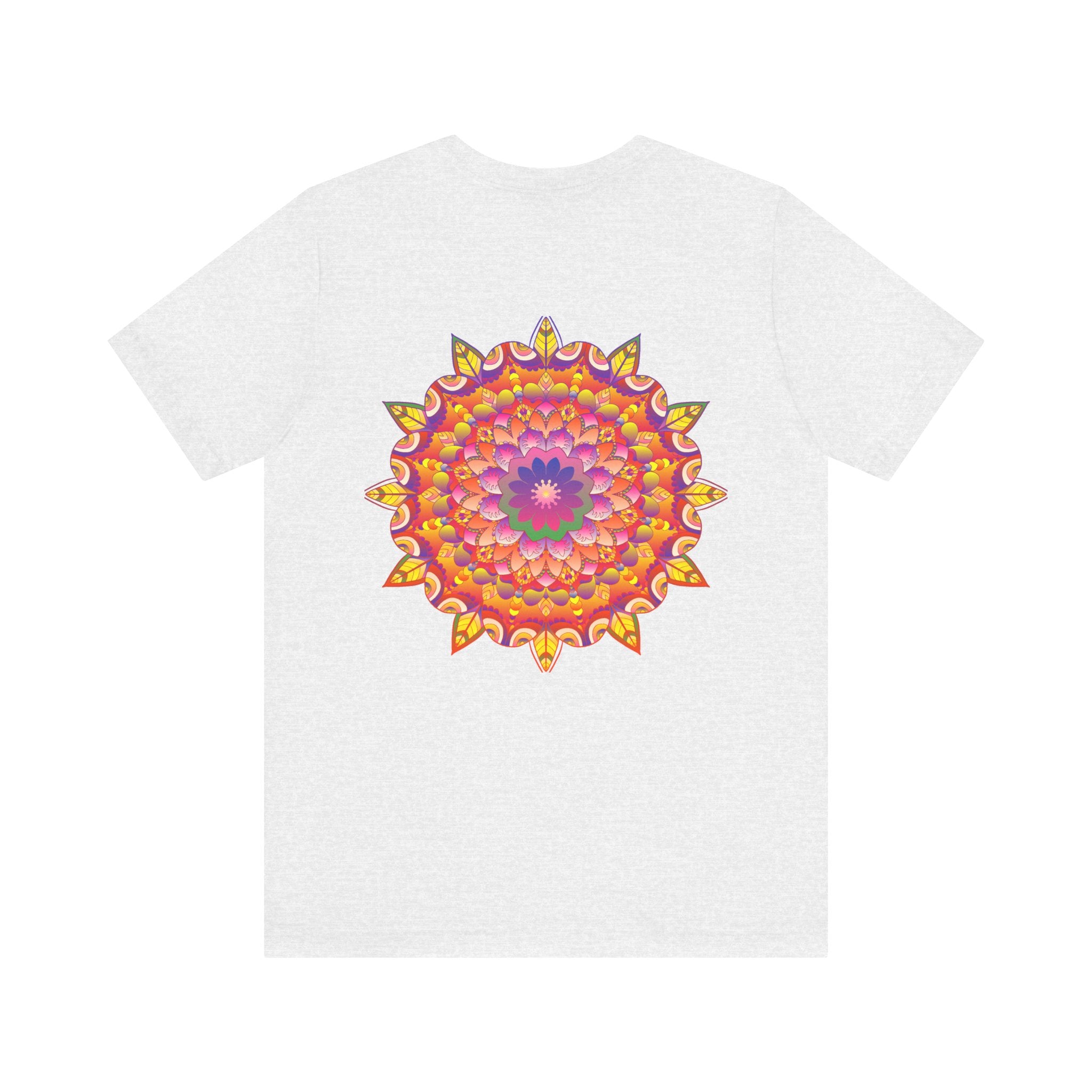 Colorful and intricate mandala design on a comfortable t-shirt promoting spiritual peace and harmony