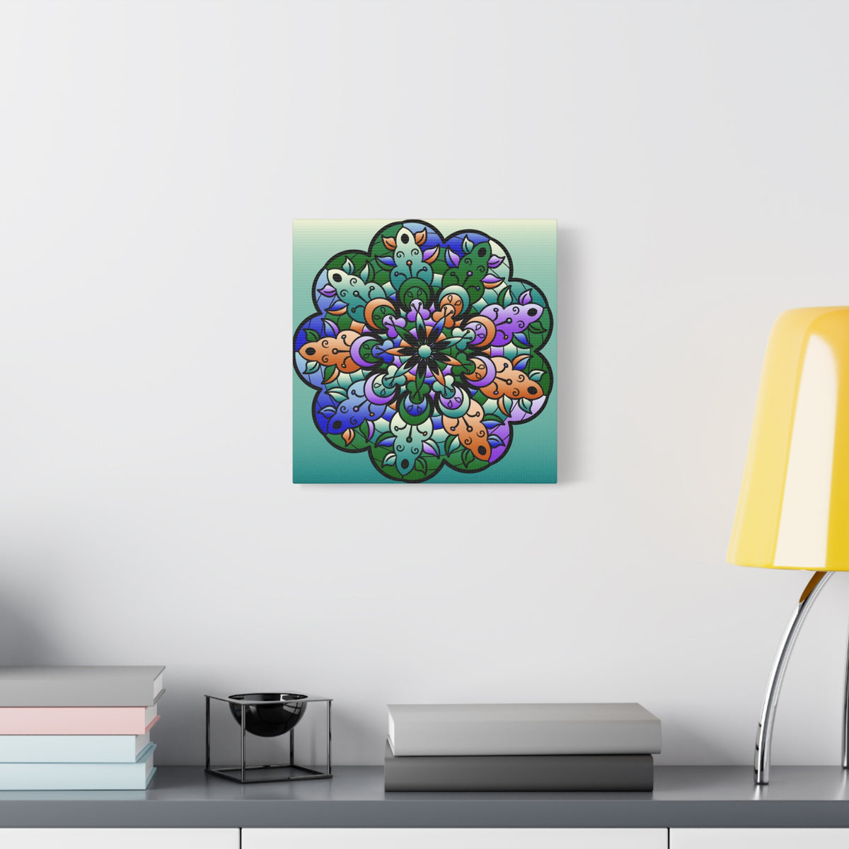 Floral Mandala Matte Canvas Print — Colorful Stretched Wall Art
