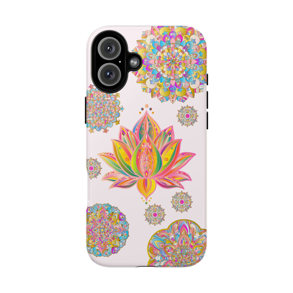 Light pink lotus flower mandala design phone case for stylish protection