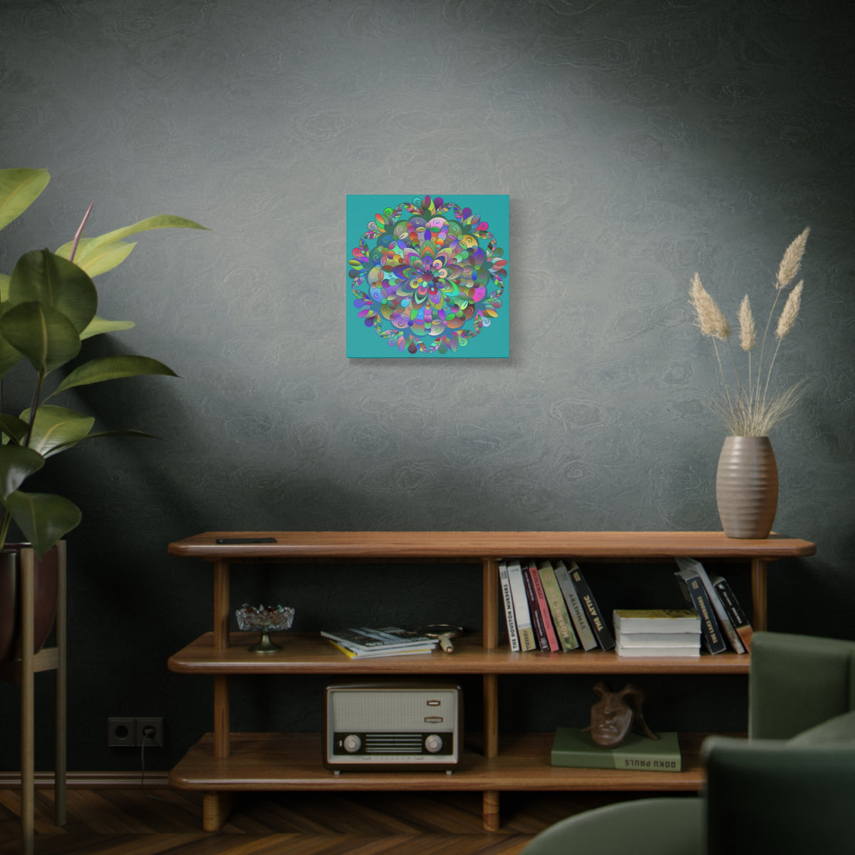 Colorful Floral Mandala Matte Canvas Wall Art — Stretched 1.25"