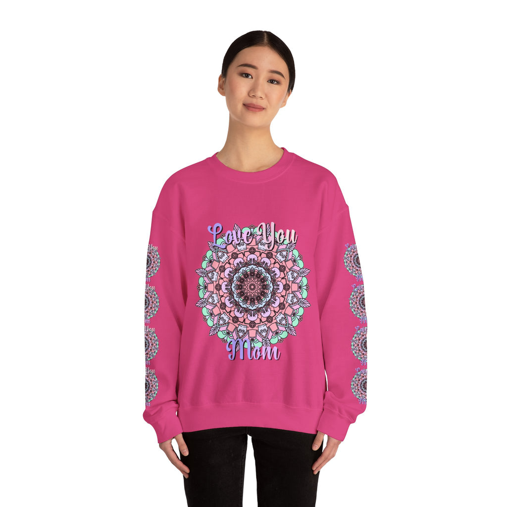 Felpa girocollo ispirata al mandala per mamme in tenui colori pastello