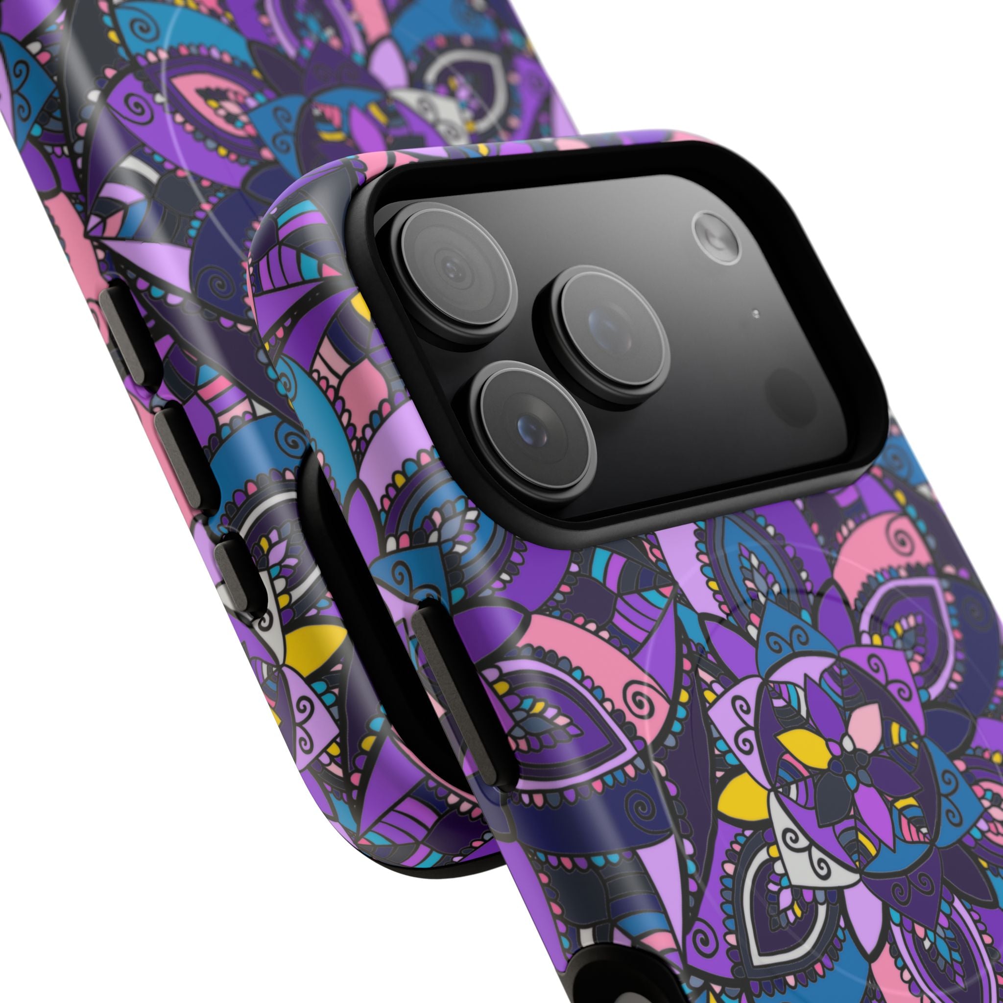 Magnetic Phone Case — Purple Mandala Floral Tough Case