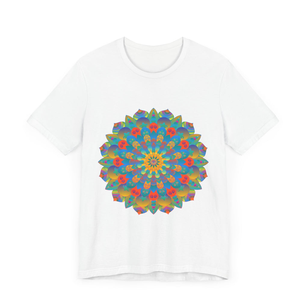 Vibrant Mandala Tee featuring an intricate and colorful design inspired by traditional Indian art and culture, perfect for adding a pop of color and style to your wardrobe