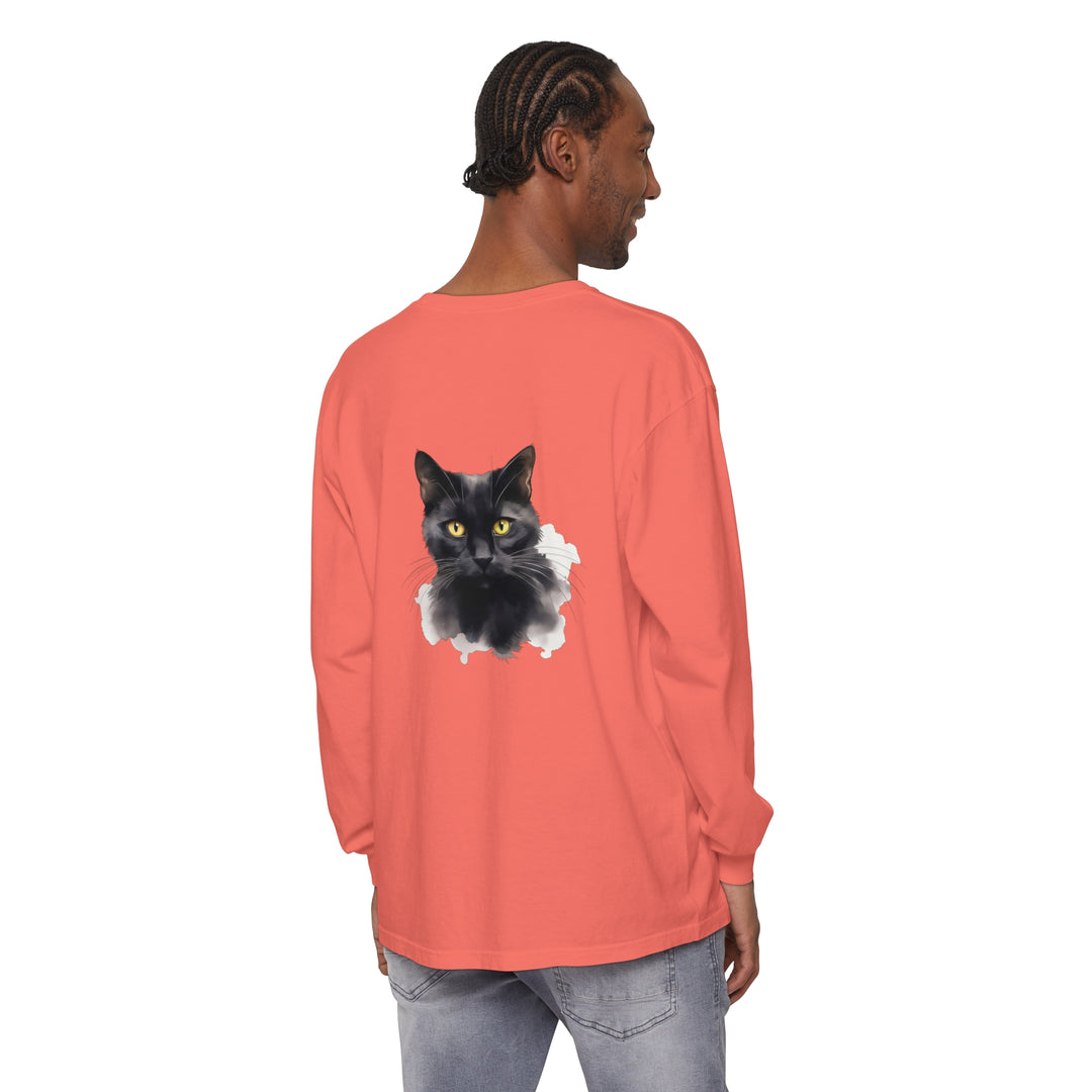  Black Cat Portrait Unisex Tee with Long Sleeves 