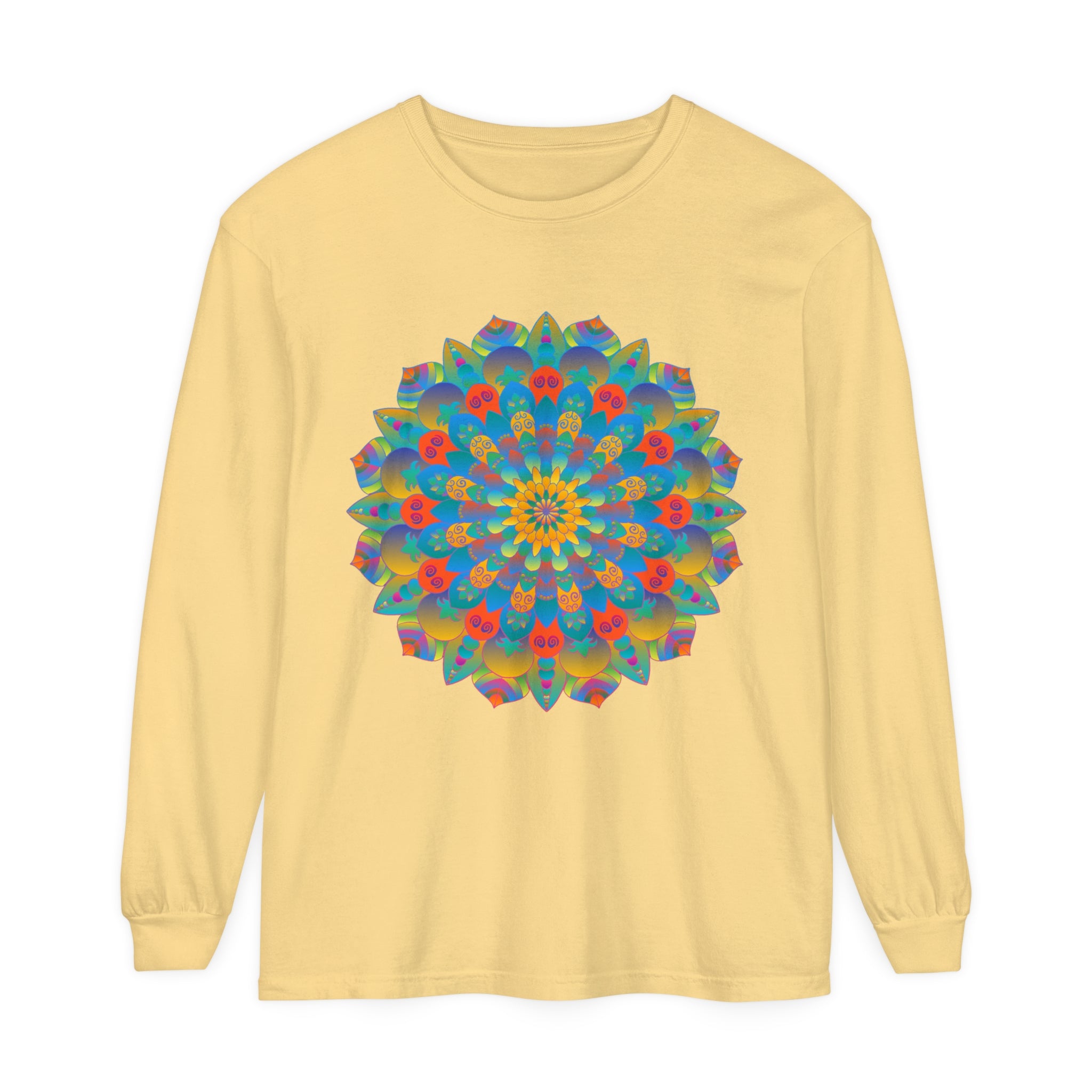 Colorful and intricate mandala design long sleeve unisex t-shirt