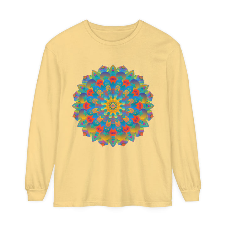 Colorful and intricate mandala design long sleeve unisex t-shirt