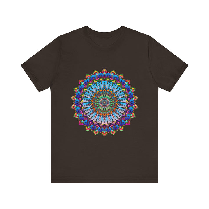 Vibrant Mandala Tee featuring a colorful and intricate design with intricate patterns and bright, eye-catching colors perfect for adding a pop of vibrancy to any outfit