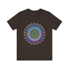 Vibrant Mandala Tee featuring a colorful and intricate design with intricate patterns and bright, eye-catching colors perfect for adding a pop of vibrancy to any outfit