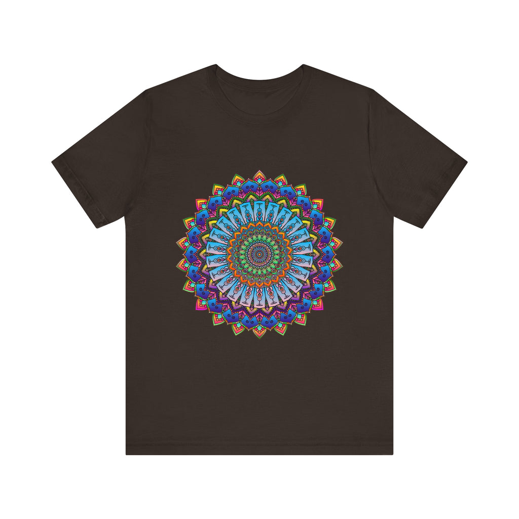 Vibrant Mandala Tee featuring a colorful and intricate design with intricate patterns and bright, eye-catching colors perfect for adding a pop of vibrancy to any outfit