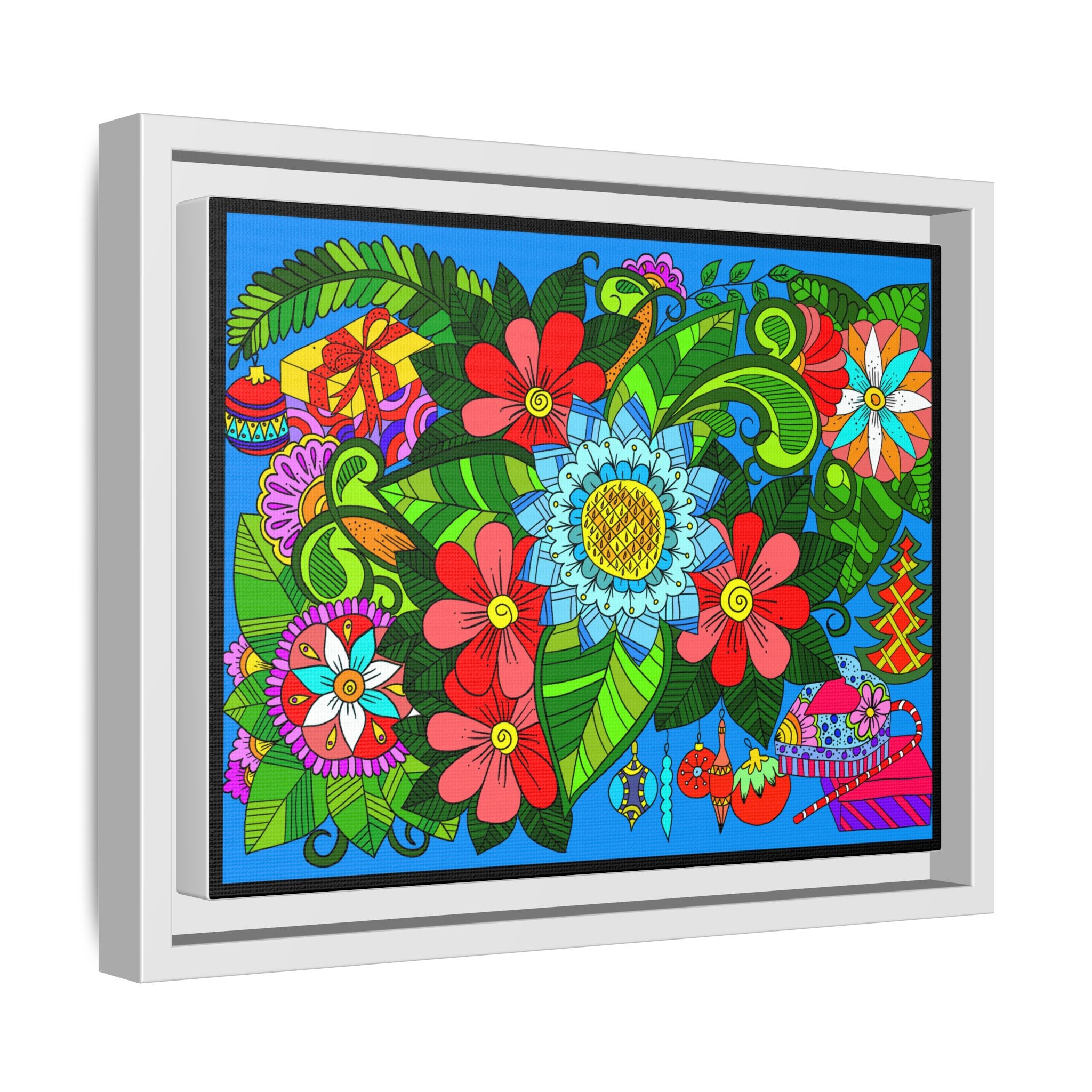 Handgefertigtes horizontales Poster mit Mandala-Design – Blumengekritzel