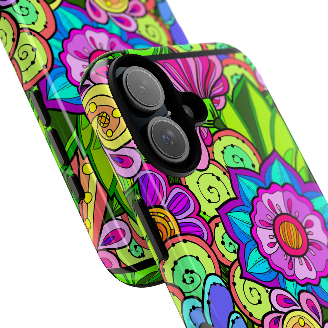 Floral Fantasy iPhone and Google Pixel Case in Bright Green Palette