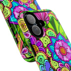 Floral Fantasy iPhone and Google Pixel Case in Bright Green Palette