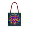 Colorful and vibrant Mandala Mystical Nature Tote Bag with intricate design and spacious interior for carrying all your essentials in style