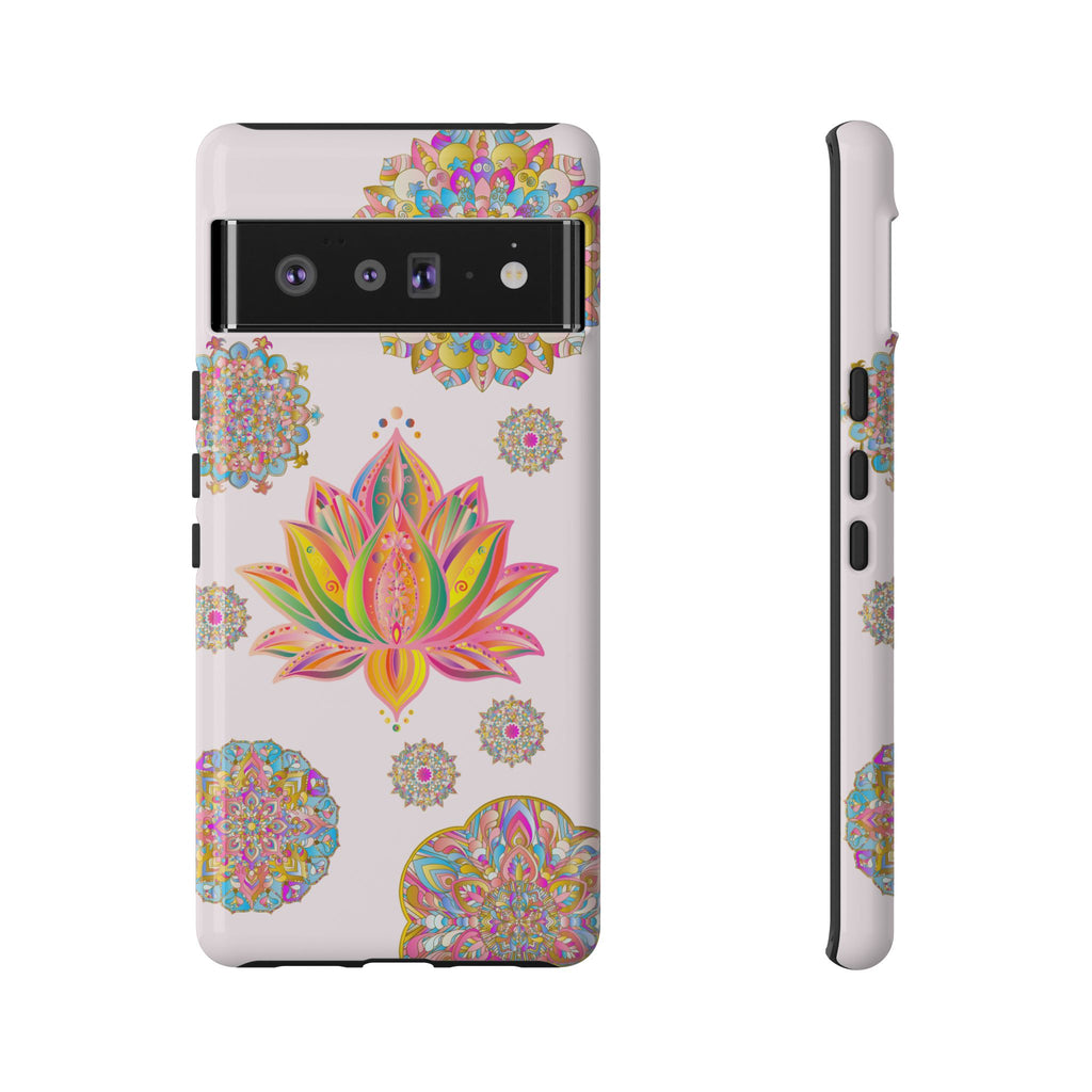 Light pink lotus flower mandala design phone case for stylish protection