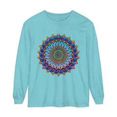 Vibrant and eye-catching unisex long sleeve t-shirt with mandala print