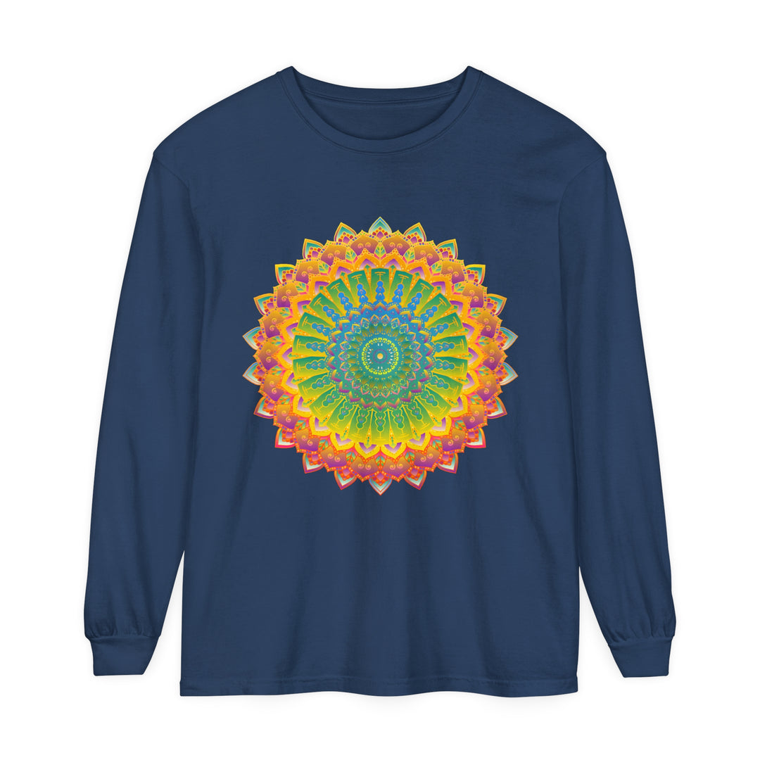 Intricate Mandala Unisex Long Sleeve T-Shirt with detailed pattern design and comfortable fit