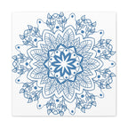 Handmade Mandala Art in Steel Blue on Matte Canvas for Wall Decor