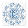 Handmade Mandala Art in Steel Blue on Matte Canvas for Wall Decor