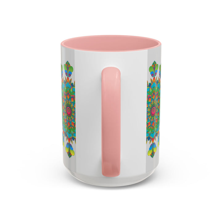 Chic Mandala Art Mug - Vibrant Colors on Grey perfect for enjoying your favorite hot beverage