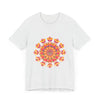 Vibrant Mandala Tee featuring a bold design in pink, yellow, orange, and green colors