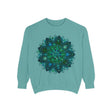 Teal and blue mandala sweatshirt with intricate design, perfect for stylish and comfortable casual wear