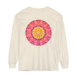 Colorful and intricate mandala design on a unisex long sleeve t-shirt