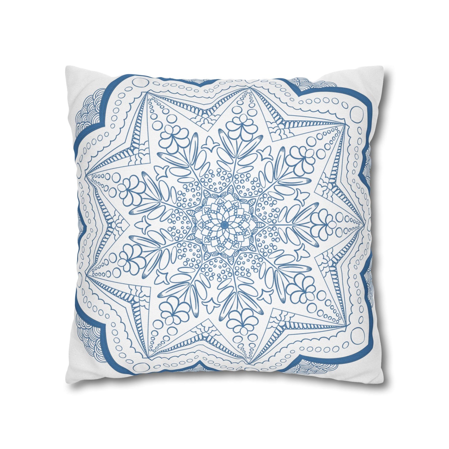  Fine art pillowcase made from spun polyester with a unique hand-drawn mandala