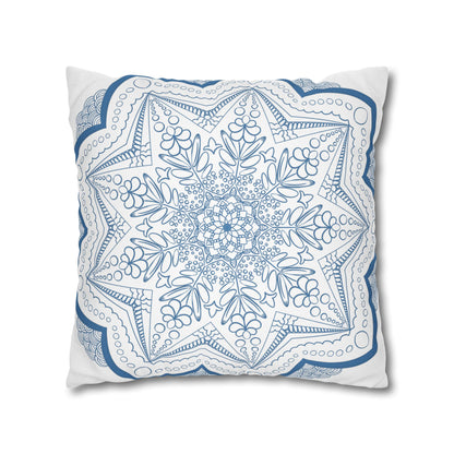  Fine art pillowcase made from spun polyester with a unique hand-drawn mandala