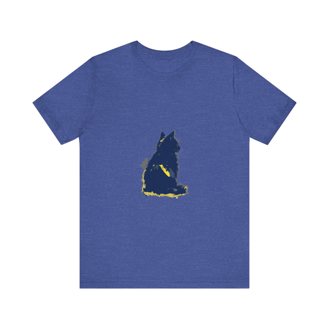 Blue Cat Mystery T-Shirt - Cool Cat Design, featuring a stylish feline with sunglasses and a mysterious vibe, perfect for cat lovers and fashion enthusiasts