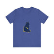 Blue Cat Mystery T-Shirt - Cool Cat Design, featuring a stylish feline with sunglasses and a mysterious vibe, perfect for cat lovers and fashion enthusiasts