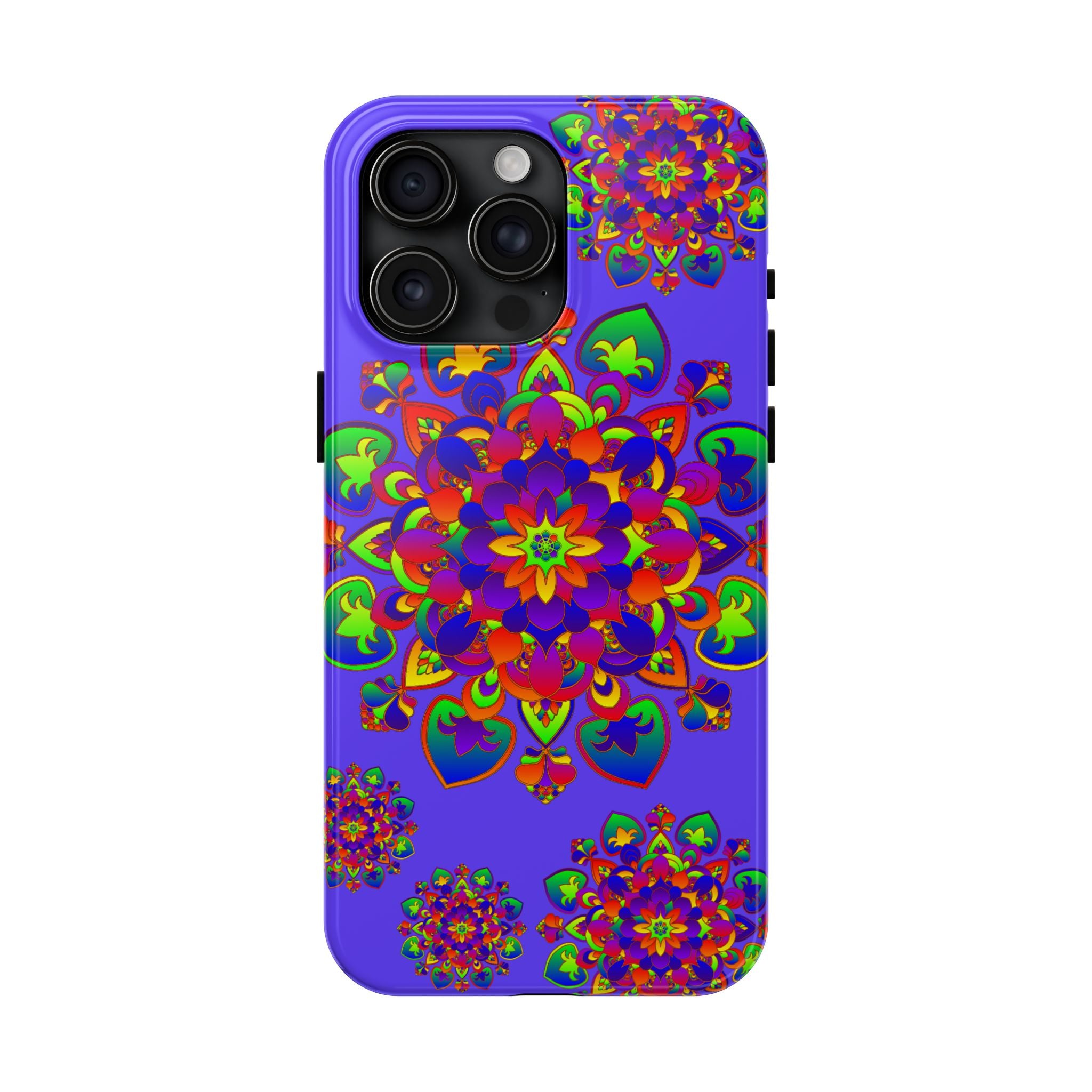 Colorful hand drawn mandala rainbow design phone case for stylish protection