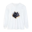 A beautiful watercolor illustration of a sleeping black cat on a t-shirt