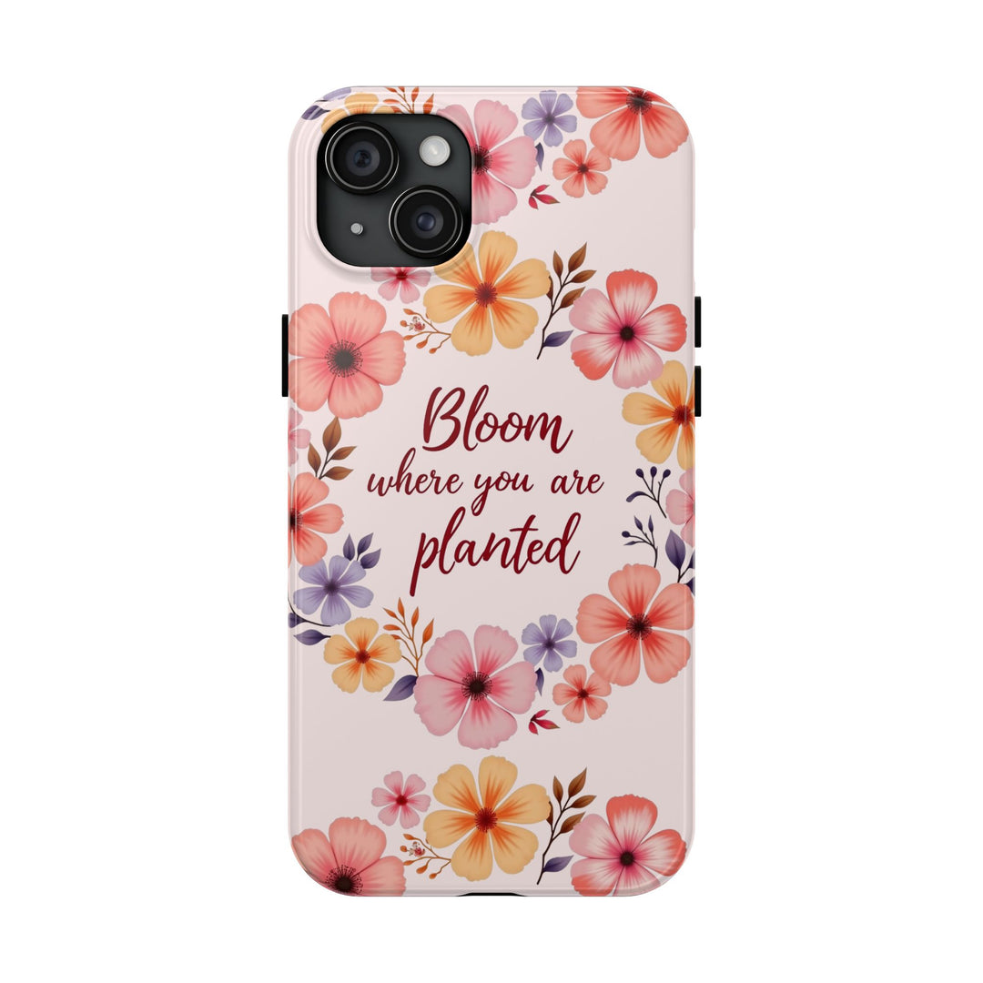 Light pink phone case with a beautiful flower garland bloom design