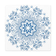 Handmade Mandala Art featuring a Steel Blue Mandala Design on Matte Canvas, Stretched to 125 inches - a beautiful and unique addition to your wall decor