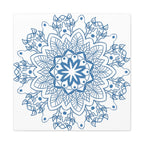Handmade Mandala Art featuring a Steel Blue Mandala Design on Matte Canvas, Stretched to 125 inches - a beautiful and unique addition to your wall decor