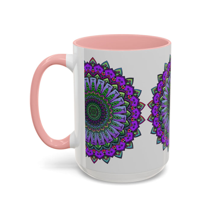 Beautiful ceramic mug featuring a vibrant mandala design, perfect for spiritual art enthusiasts