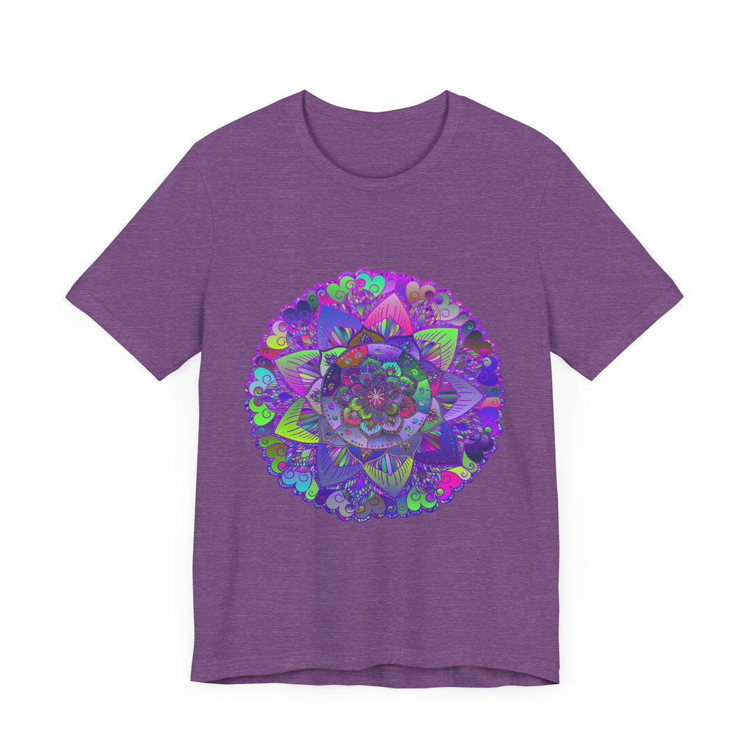 Vibrant and detailed psychedelic mandala t-shirt featuring a colorful and intricate design