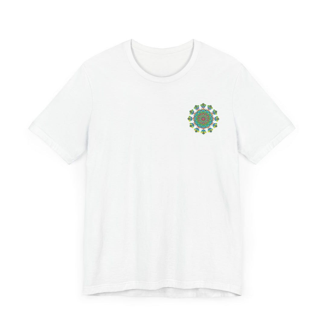 Colorful psychedelic mandala t-shirt with spiritual vibes and intricate design