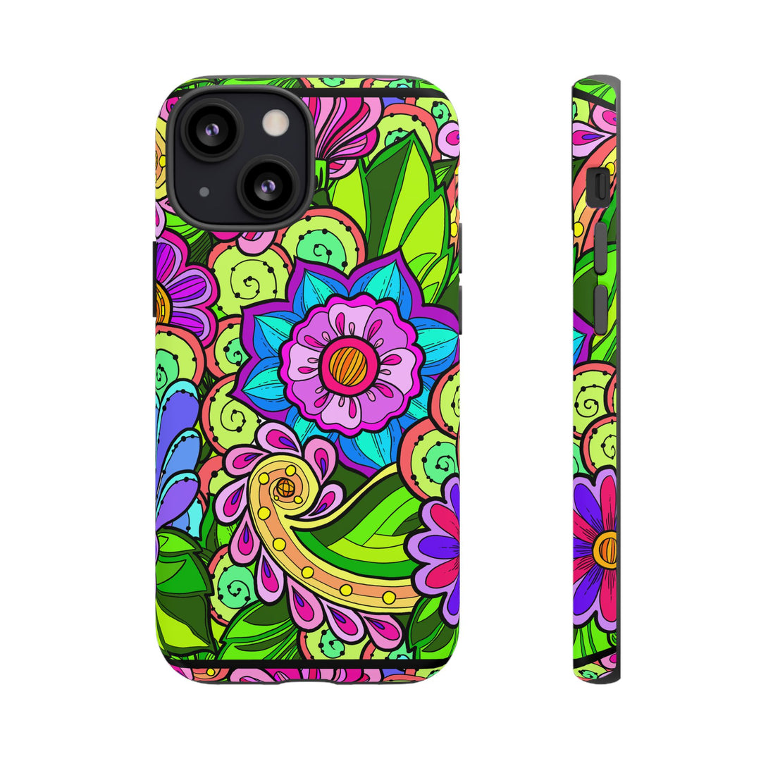 Floral Fantasy iPhone and Google Pixel Case in Bright Green Palette