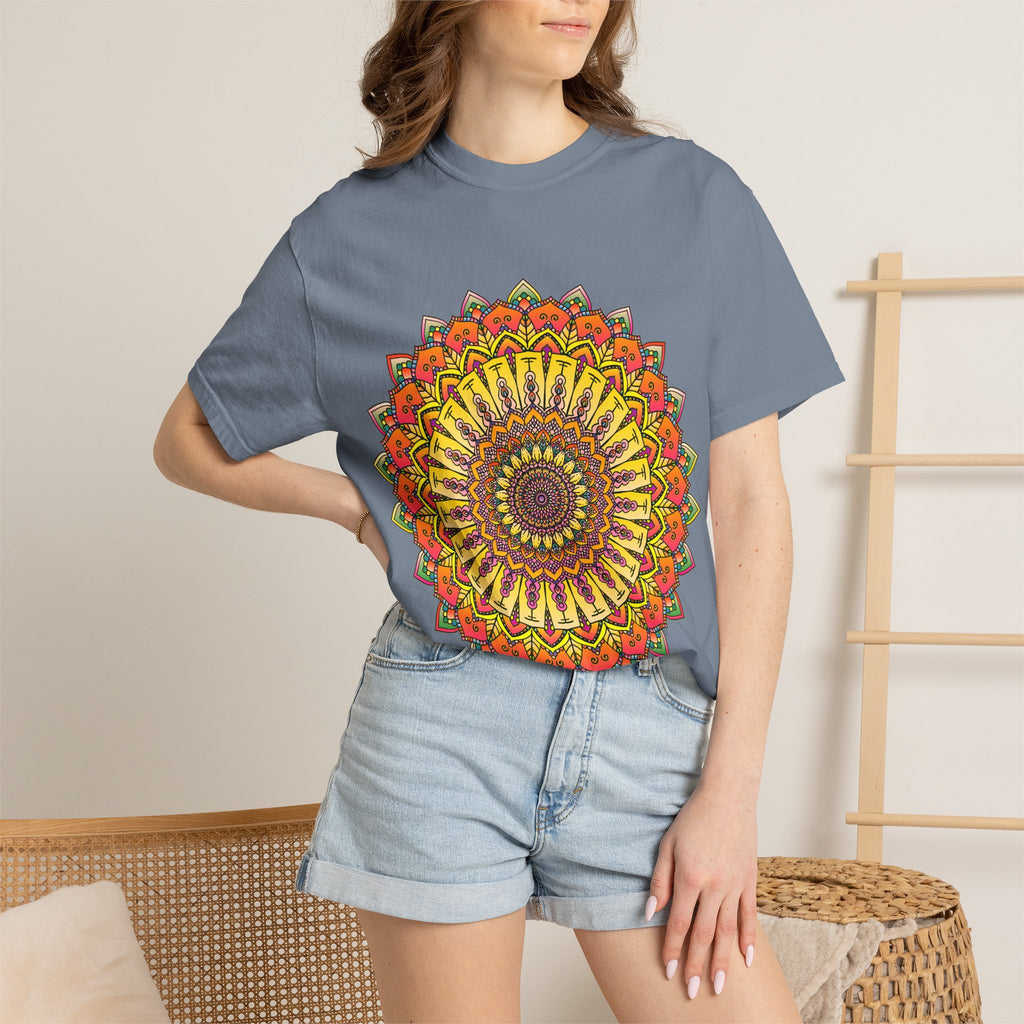 Sunburst Mandala T-Shirt — Vibrant Floral Boho Graphic Tee