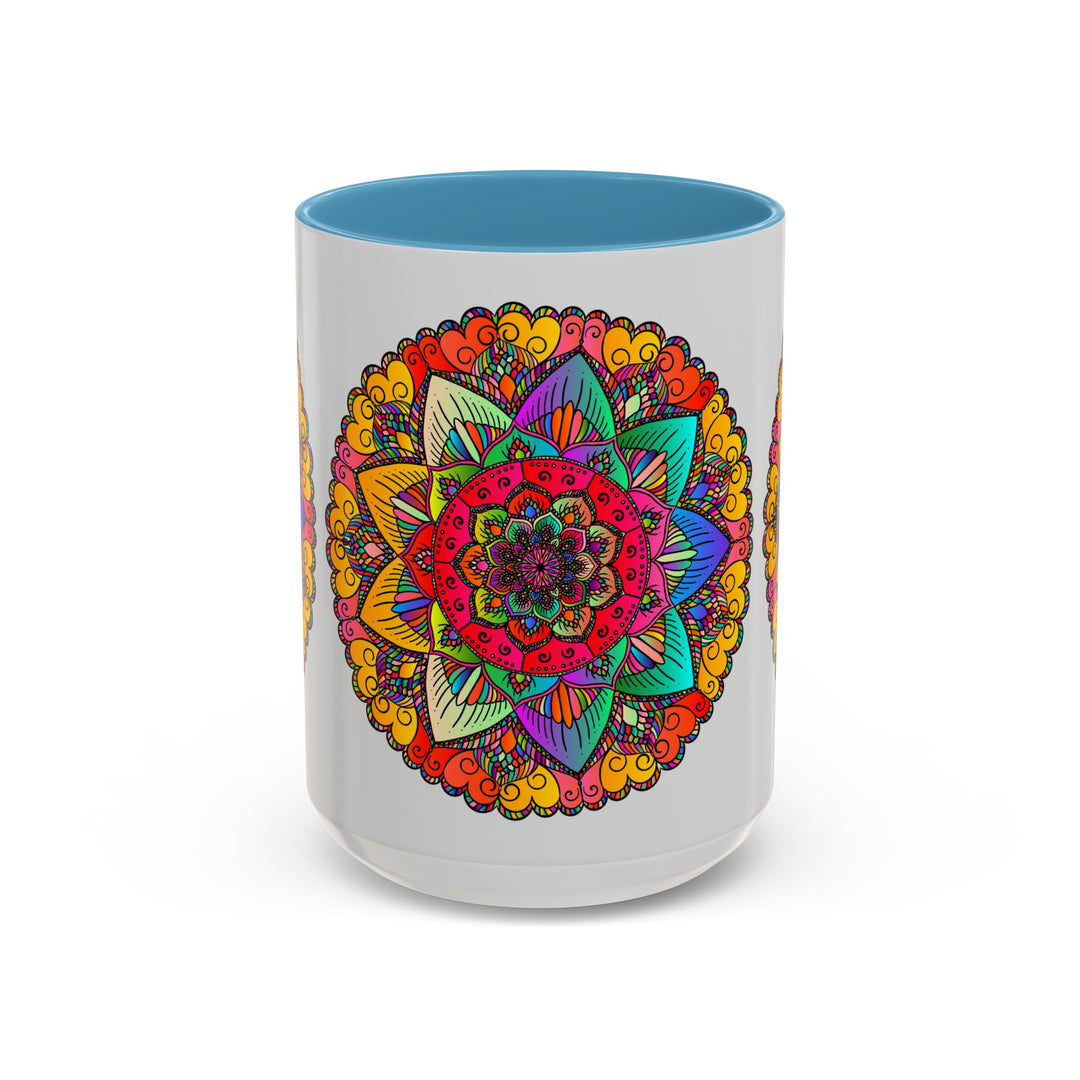 Colorful and detailed mandala pattern on ceramic coffee mug