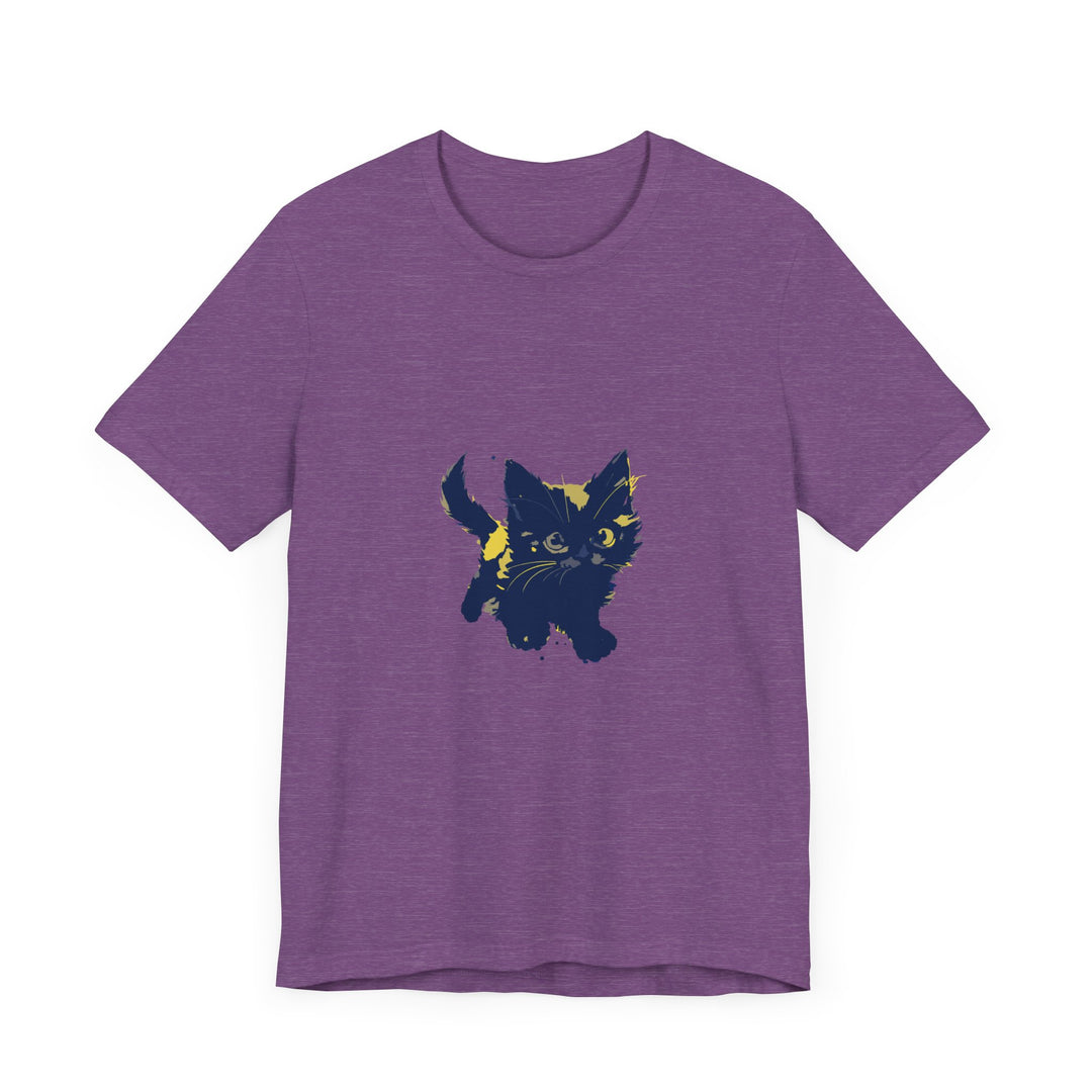 Black Cat Mystery T-Shirt - Cute & Playful - A black t-shirt featuring a playful black cat with mysterious eyes, ideal for cat lovers and mystery enthusiasts